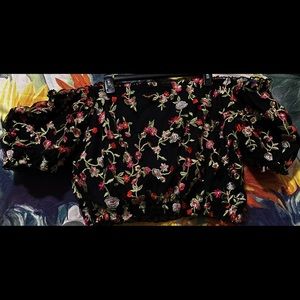 Forever21 Plus Off Shoulder Flower Embroidered